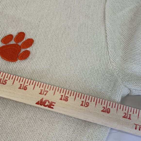 Vtg. 80's Clemson Univ. Gepner Mens Cardigan Sweater White W/ Org Paw Sz Lg - Picture 8 of 11